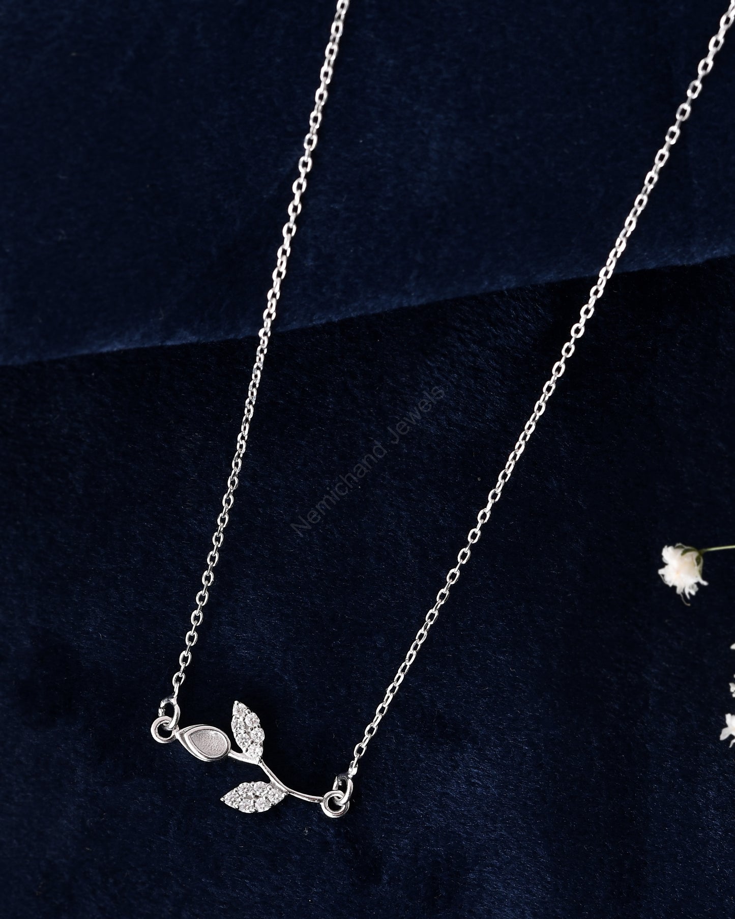 925 Sterling Silver Whispering Leaves Pendant Chain Necklace for Women and Girls