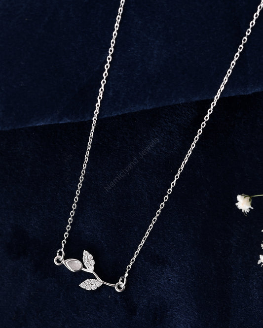 925 Sterling Silver Whispering Leaves Pendant Chain Necklace for Women and Girls