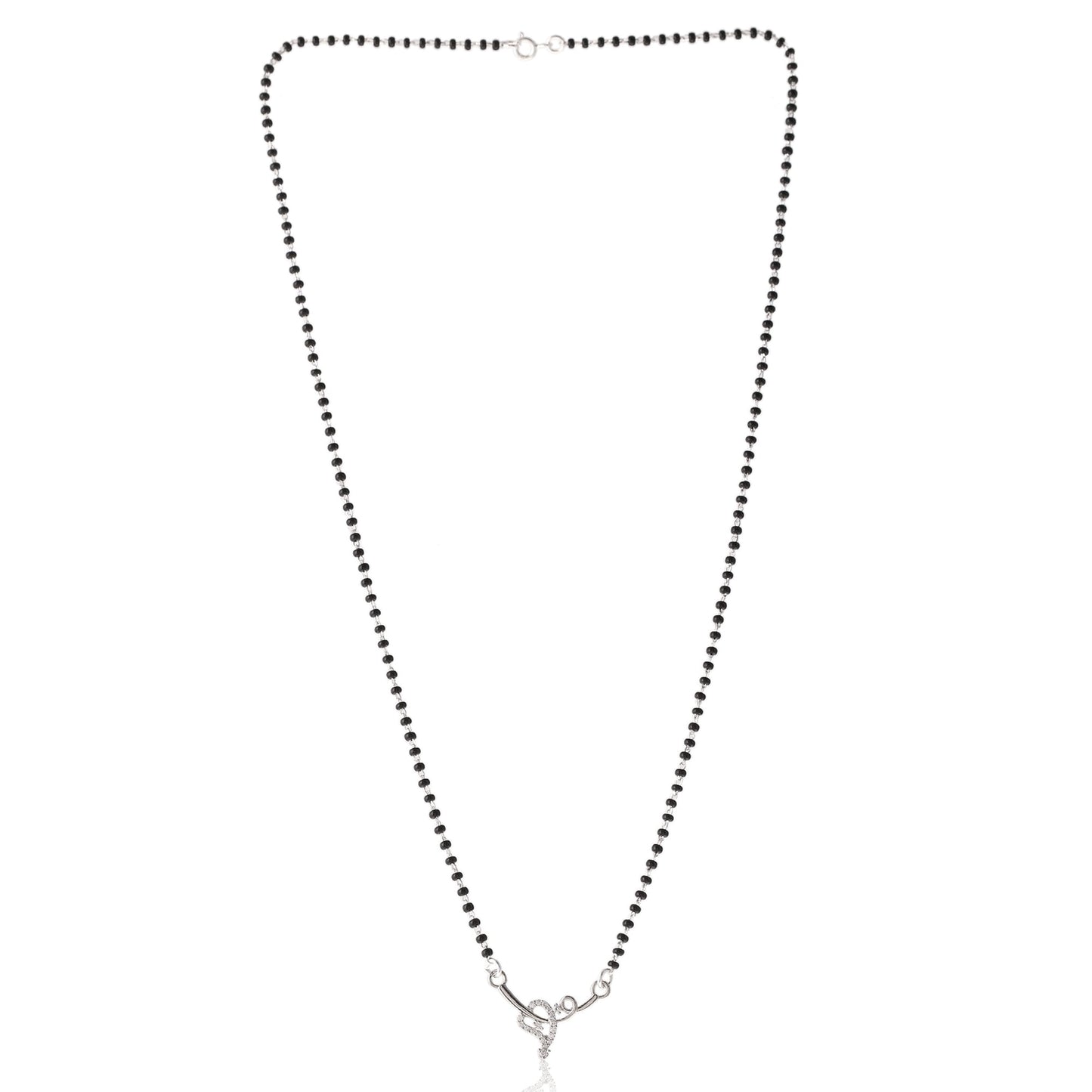 Sterling Silver CZ Diamond Mangalsutra Pendant with Chain for Women