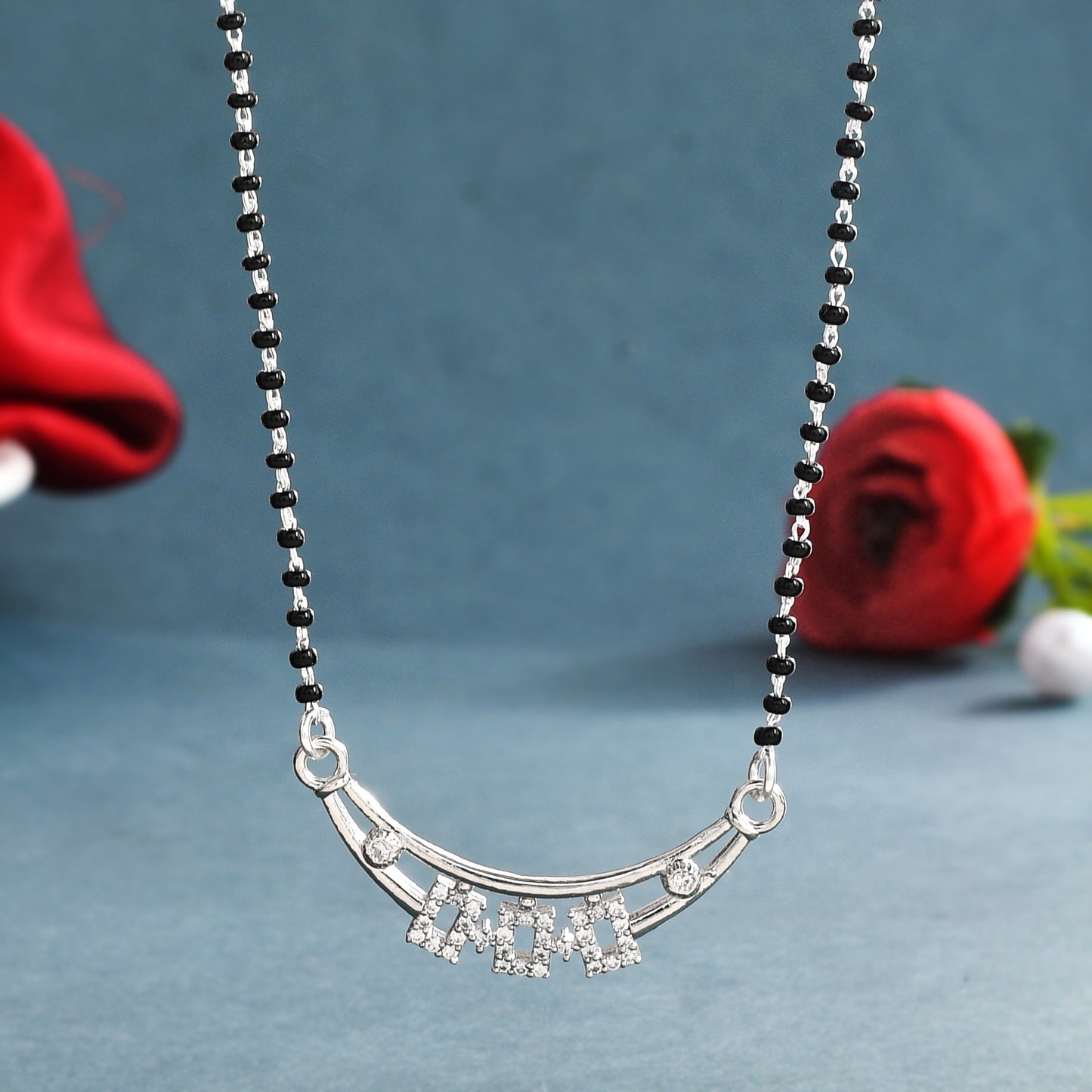 silver mangalsutra  chain necklace