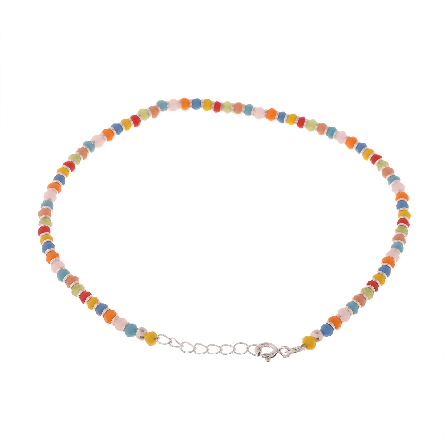 Pure 925 Sterling Silver colorful nazariya Anklet Payal for Women