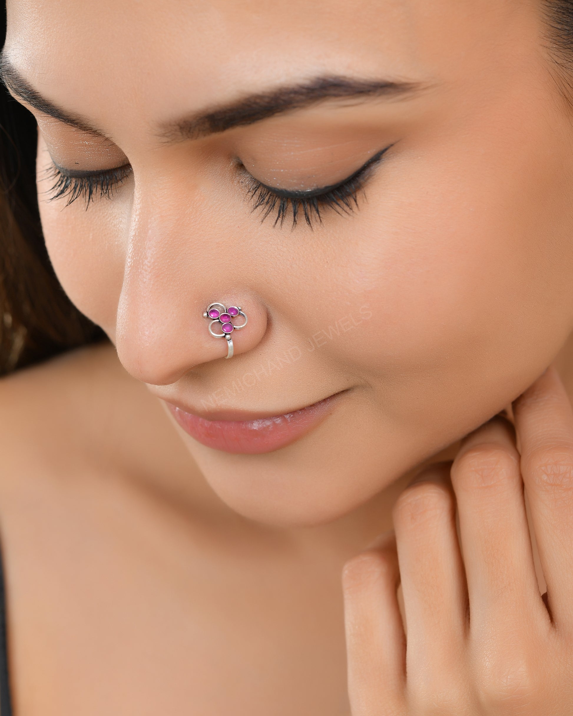 925 silver stone nose stud