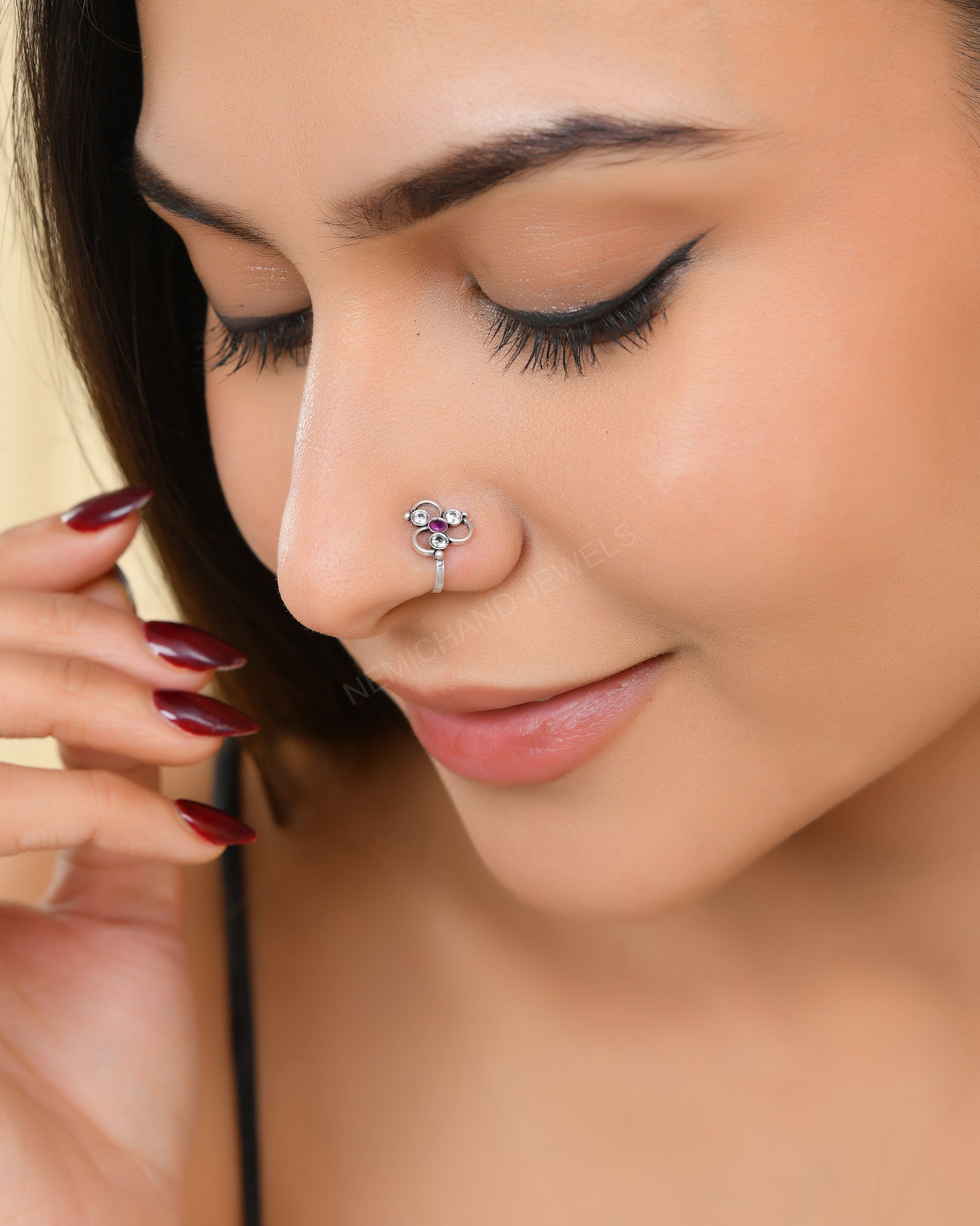 navratri nose pin silver