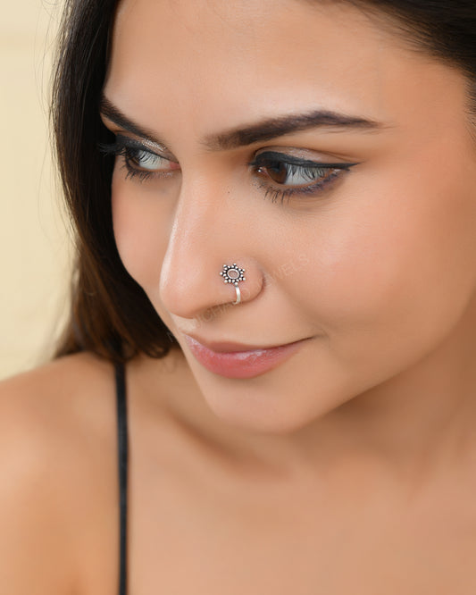 925 Sterling Silver Oxidised Clip-On Nose pin For Women (No piercing required)