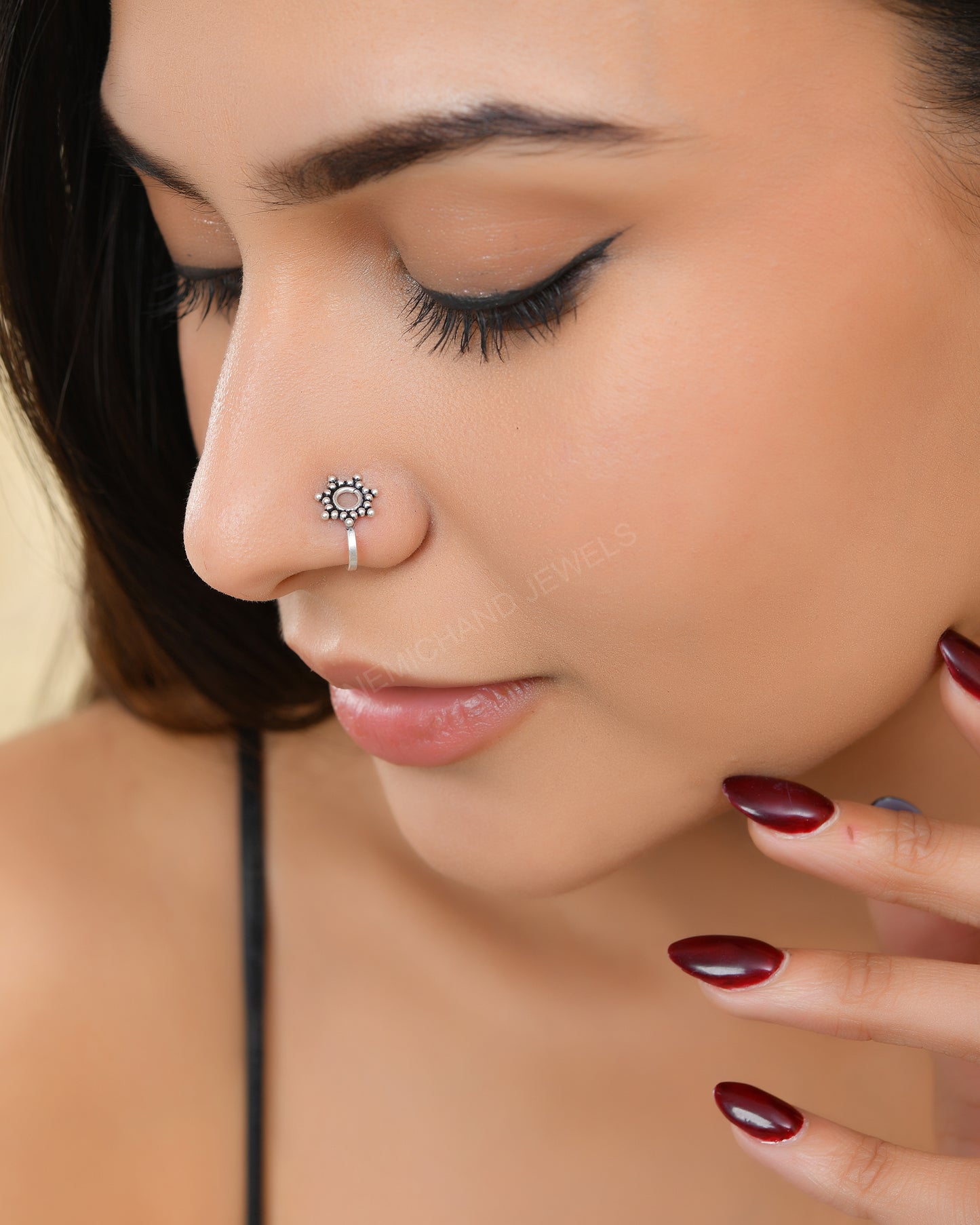 925 Sterling Silver Oxidised Clip-On Nose pin For Women (No piercing required)