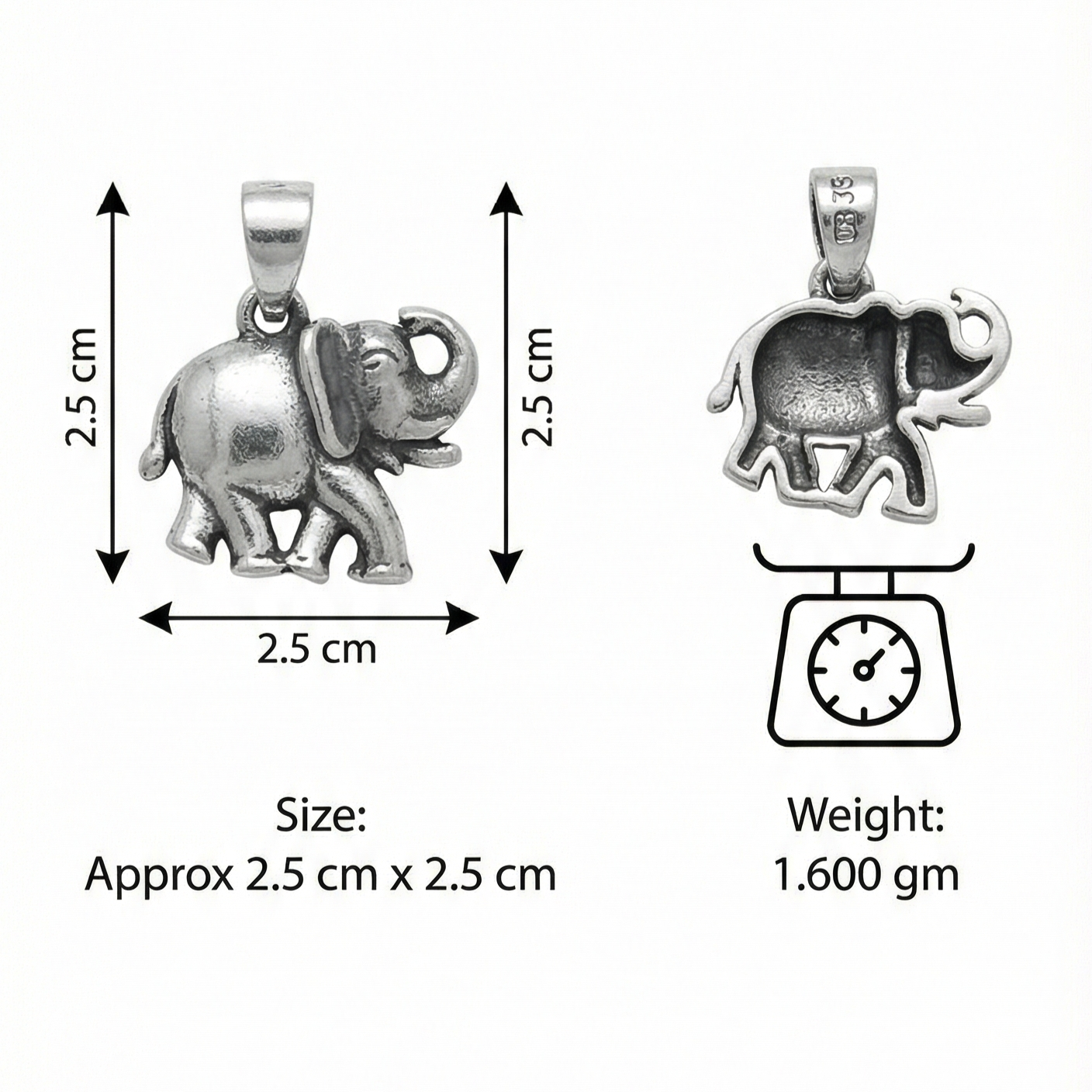 Sterling Silver Tiny Elephant Pendant – A Symbol of Luck, Strength & Wisdom