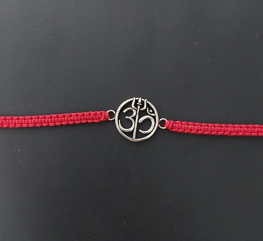 OM Rakhi for Brother Silver with Thread - Perfect for Men, Women, Boys, and Girls on Raksha Bandhan