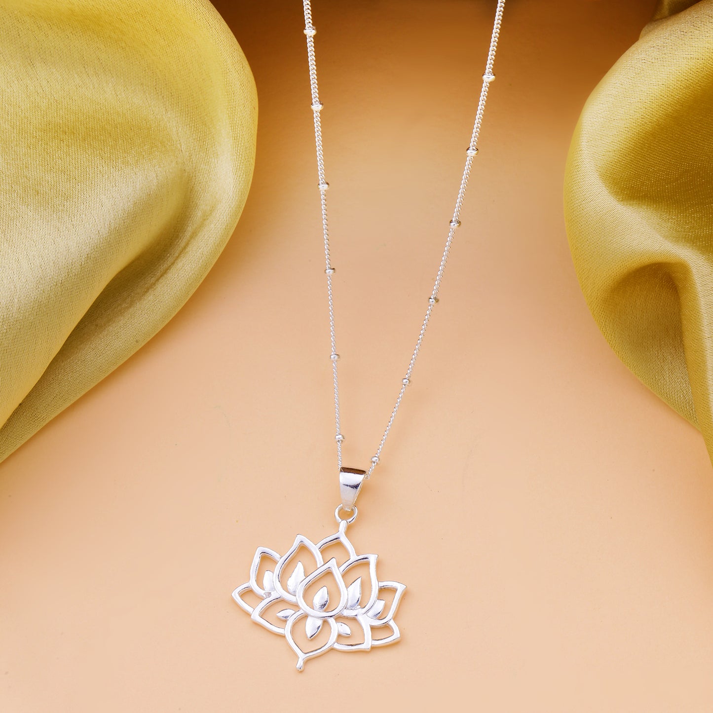 Sterling 925 Silver Lotus Pendant With Chain