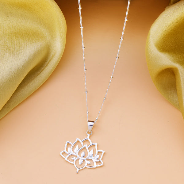 Silver Lotus Pendant Chain | Symbolic and Elegant Necklace with Lotus ...