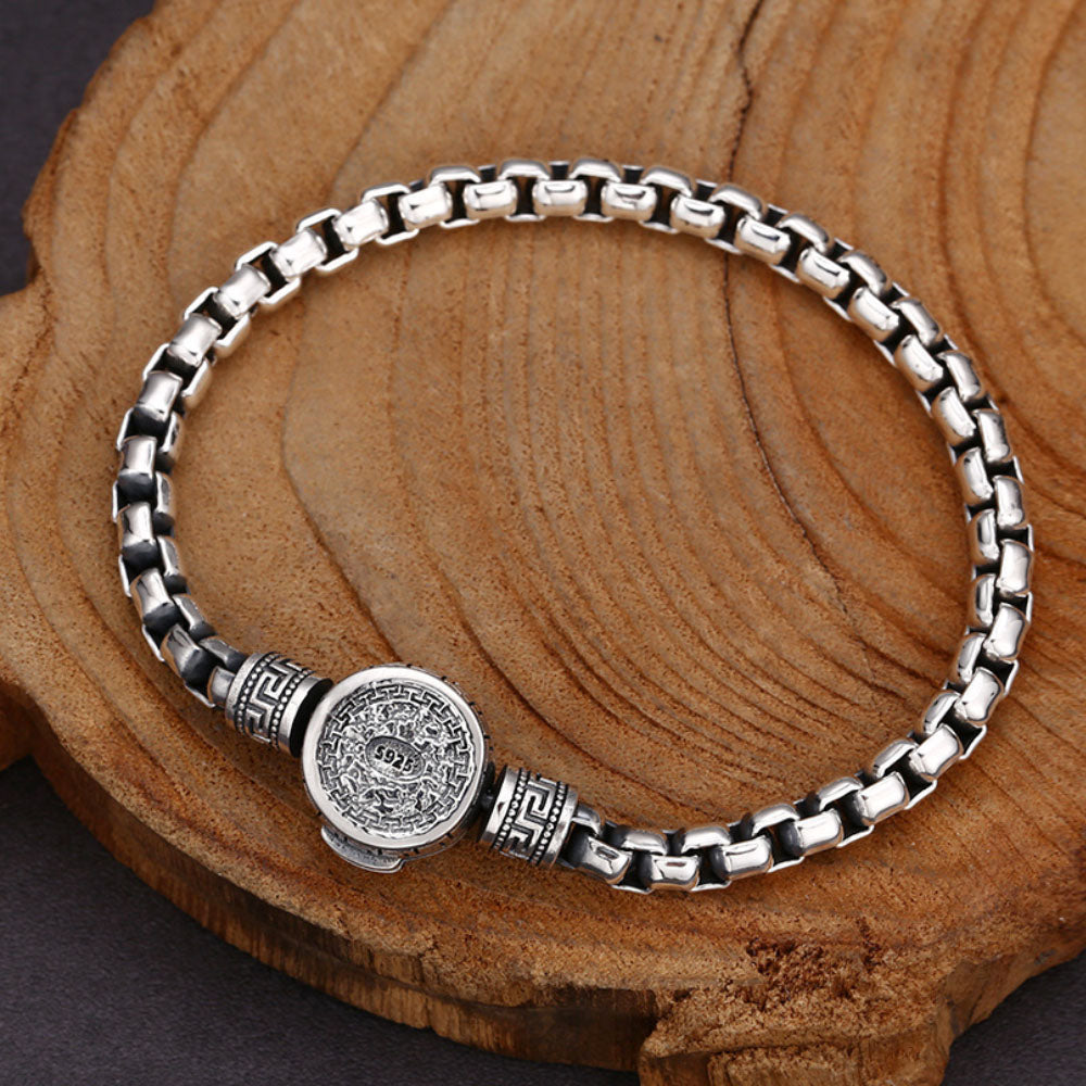 Sterling Silver 925 Lion Clasp Box Chain Bracelet For Men