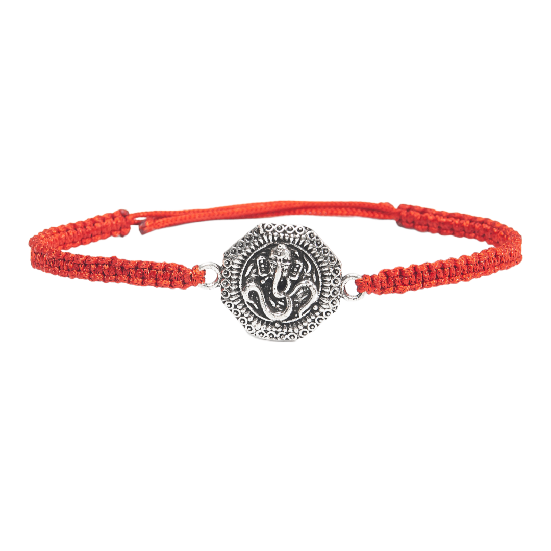 Ganesha Rakhi for Brother 925 Sterling Silver with Thread - Perfect for Men, Women, Boys, and Girls on Raksha Bandhan