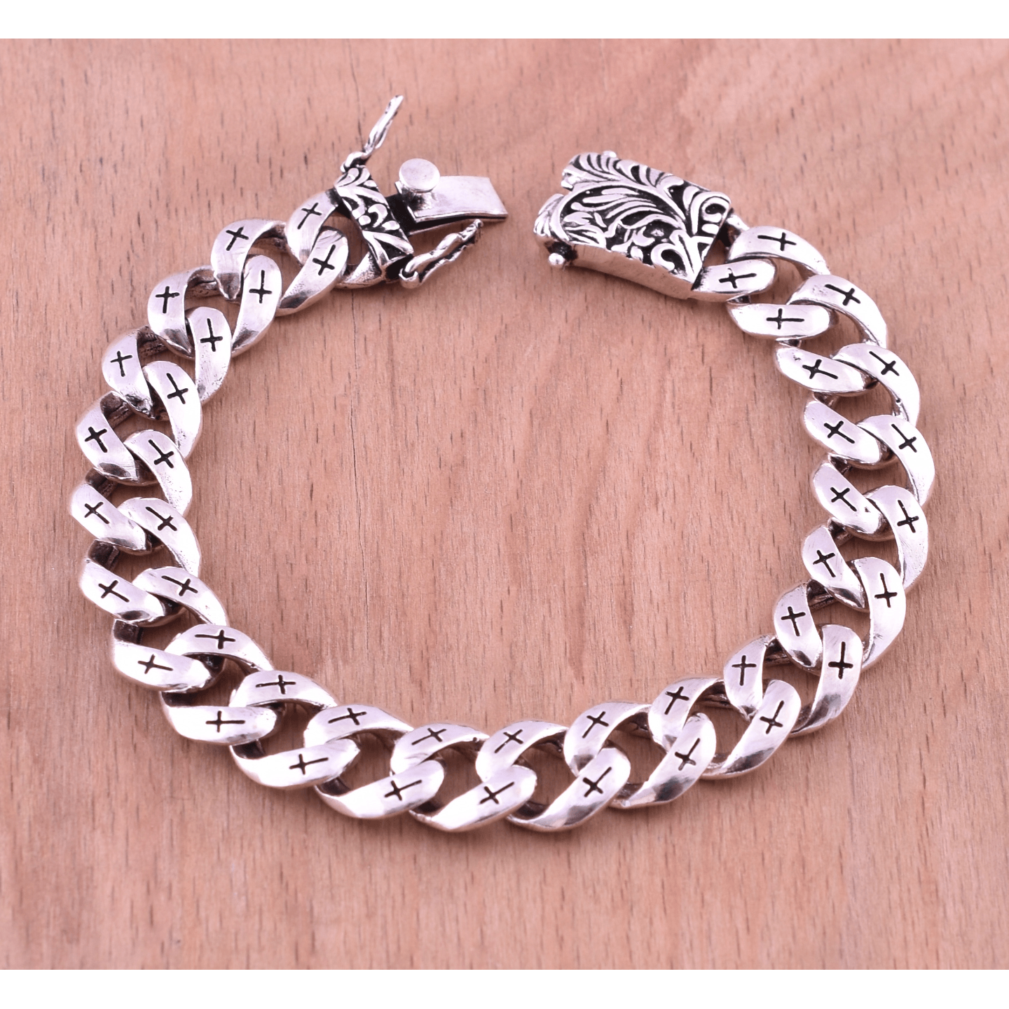 Solid 925 Sterling Silver Curb Chain Bracelet - Silver Oxidize Link Chain Bracelet - Length 8.25 Inches - Handmade Bracelet