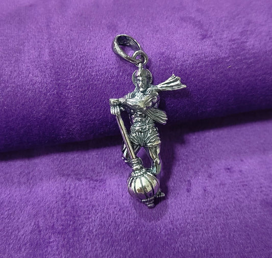 925 Silver Meditating Lord Hanuman Pendant – Symbol of Strength and Serenity