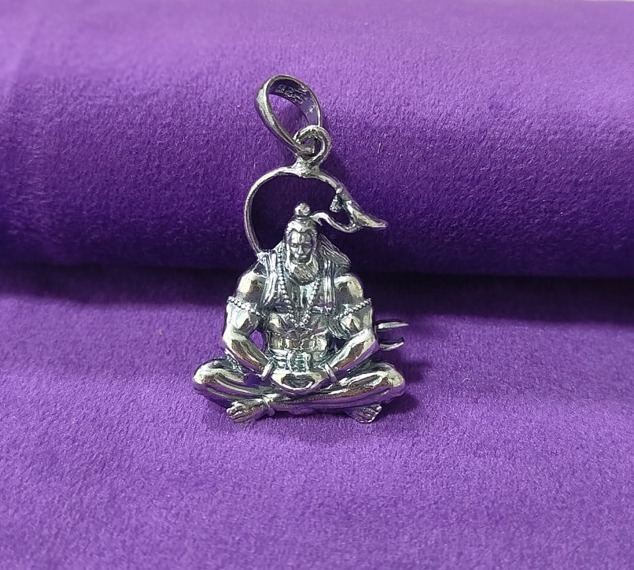 Silver 925 Meditating lord Bajarangbali Hanuman Pendant Locket