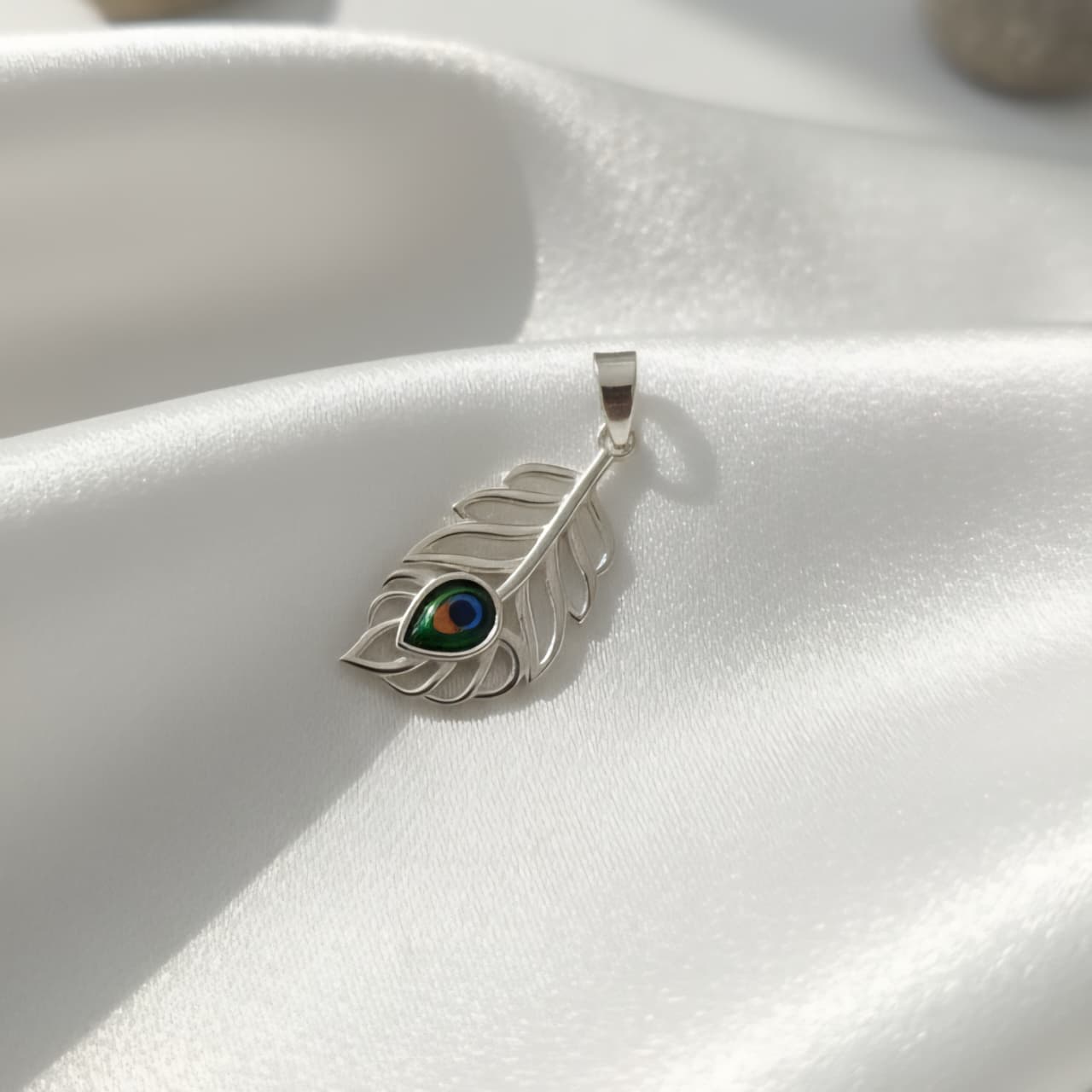 Sterling Silver Peacock Feather Pendant Locket for Men & Women | 925 Pure Silver Mor Pankh Design