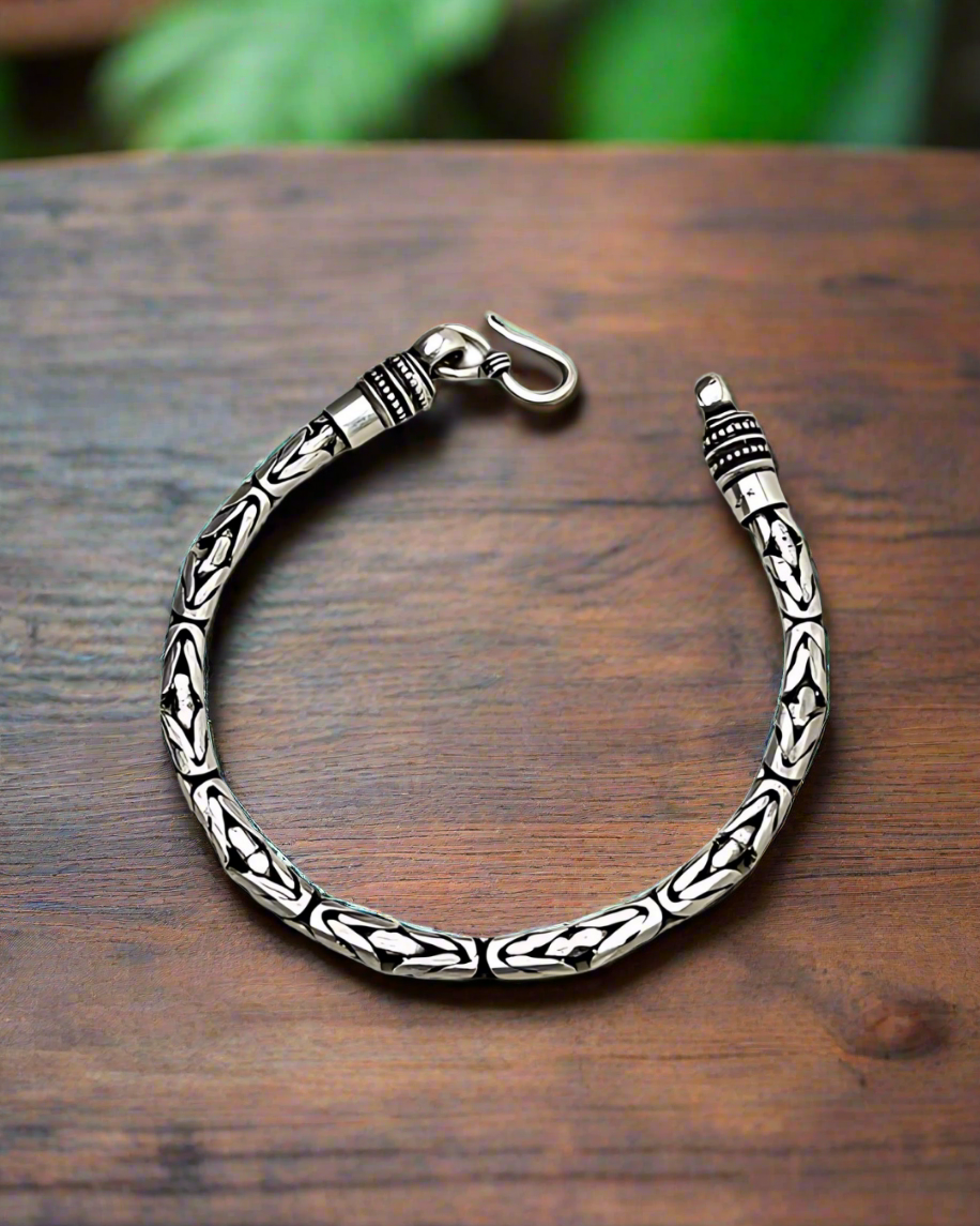 925 Sterling Silver Oxidised Bracelet for Men's- Nemichand Jewels