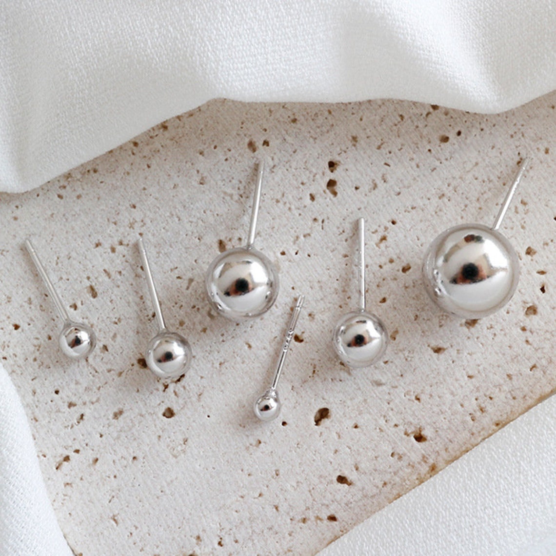 Sterling Silver Ball Stud Earrings 3mm - 6mm | Tiny Ball Stud Earrings For Womens & Girls