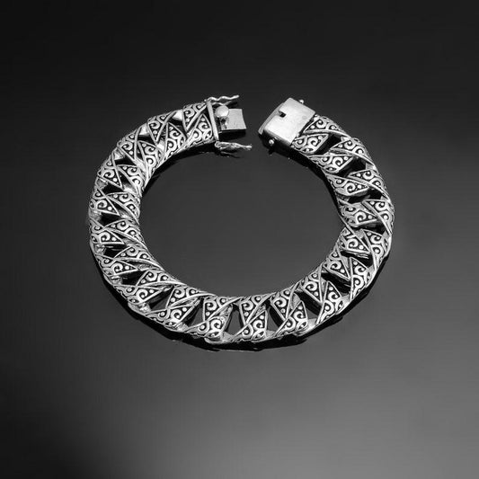 Solid 925 Sterling Silver Chain Bracelet For Men - Oxidized Bracelet