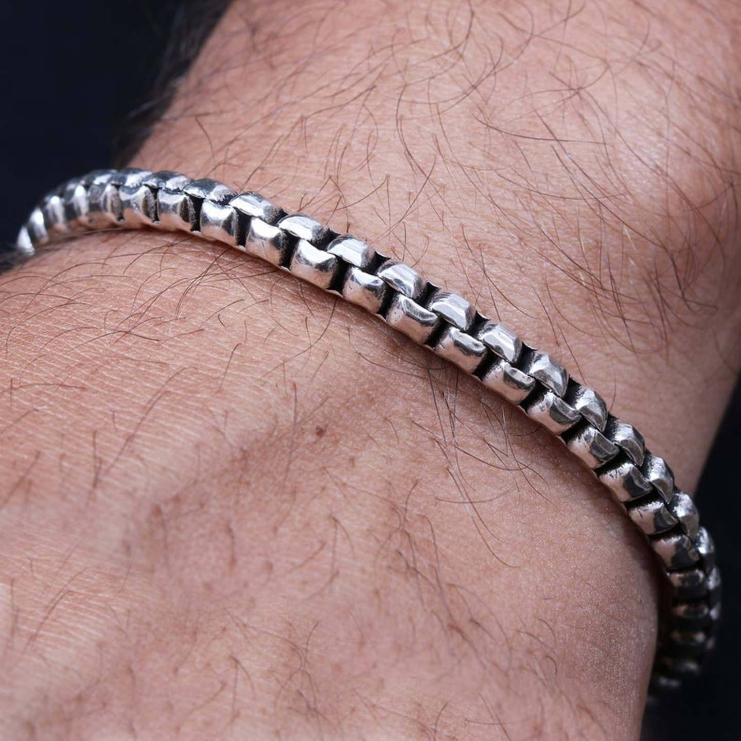 92.5 Solid Sterling Silver - Beautiful Designer Chain Bracelet - Length-7 To 8.5 Inches - Bohemian Bracelet - Oxidized Bracelet