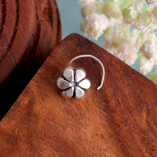 Flower Node Pin 925 Sterling Silver Hollow Flower Nose pin For Women – NEMICHAND JEWELS